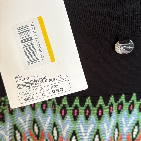 High Wool Sweater with Colorful Geometric Pattern - Picture 6 of 6